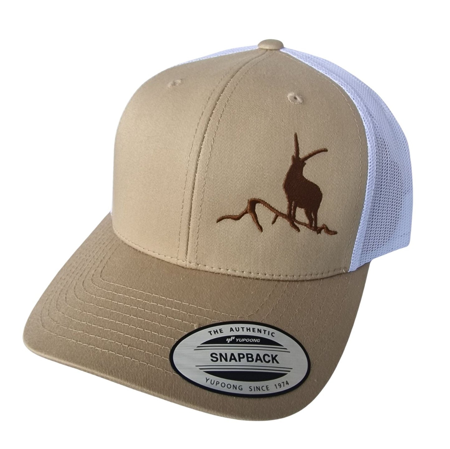 Cap Steinbock Beige, Outdoor-Mütze mit robustem Design und Steinbock-Logo, ideal für Wanderungen, Trekking und den Alltag.